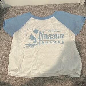 Blue and White Cropped Bahamas Shirt